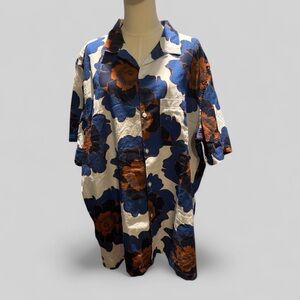 NWT Gap Linen blend SS button up Hawaiian floral shirt